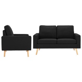 Black Fabric 2-Piece Sofa Set by , Sofas - Ref: Foro24-3056623, Price: 389,40 €, Discount: %