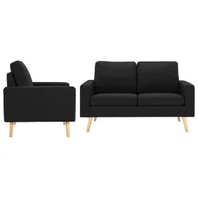 Black Fabric 2-Piece Sofa Set by , Sofas - Ref: Foro24-3056623, Price: 372,46 €, Discount: %