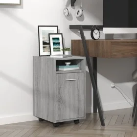 Auxiliary cabinet with wheels gray plywood 33x38x60 cm by , Lockers and storage cabinets - Ref: Foro24-815853, Price: 43,87 €...