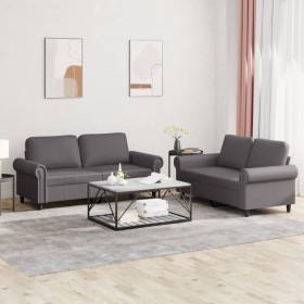 Juego de sofás con cojines 2 piezas cuero sintético gris de , Sofás - Ref: Foro24-3202152, Precio: 450,79 €, Descuento: %