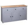 Gray Panama style solid pine wood sideboard 135x40x80 cm by vidaXL, Sideboards - Ref: Foro24-282704, Price: 267,92 €, Discoun...