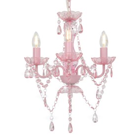 Chandelier with round pink bead details 3 x E14 by vidaXL, Lamps - Ref: Foro24-281598, Price: 61,81 €, Discount: %