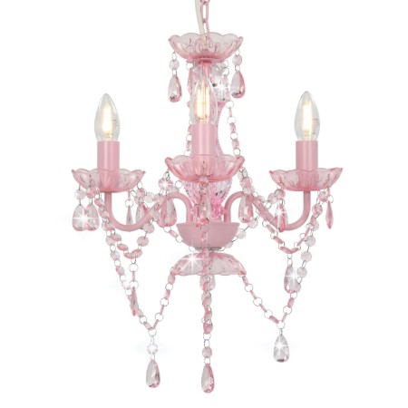 Chandelier with round pink bead details 3 x E14 by vidaXL, Lamps - Ref: Foro24-281598, Price: 57,84 €, Discount: %