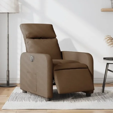 Sillón reclinable eléctrico de tela marrón de , Sillones - Ref: Foro24-3206685, Precio: 224,09 €, Descuento: %