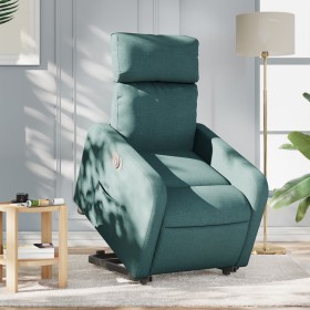 Sillón eléctrico reclinable elevable de tela verde oscuro