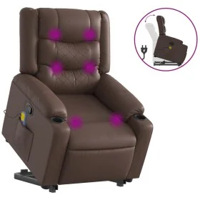 Sillón reclinable de masaje de pie de cuero sintético marrón de , Sillones - Ref: Foro24-3206557, Precio: 328,77 €, Descuento: %