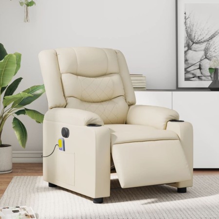 Cremefarbener elektrisch verstellbarer Massagesessel aus Kunstleder von , Sessel - Ref: Foro24-3206548, Preis: 300,67 €, Raba...