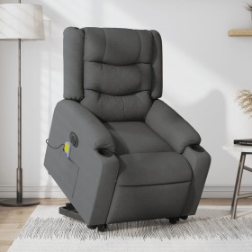 Sillón de masaje eléctrico reclinable elevable tela gris oscuro