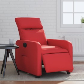 Sillón reclinable eléctrico de cuero sintético rojo
