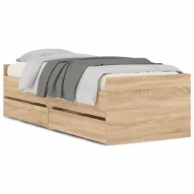 Sonoma oak bed frame with drawers 75x190 cm by , Beds and slatted bases - Ref: Foro24-3207359, Price: 128,15 €, Discount: %