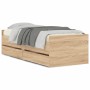 Estructura de cama con cajones roble Sonoma 75x190 cm de , Camas y somieres - Ref: Foro24-3207359, Precio: 129,59 €, Descuent...