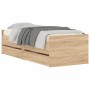 Estructura de cama con cajones roble Sonoma 75x190 cm de , Camas y somieres - Ref: Foro24-3207359, Precio: 129,59 €, Descuent...