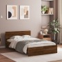 Bed frame with oak brown headboard 120x200 cm by , Beds and slatted bases - Ref: Foro24-3207496, Price: 188,47 €, Discount: %