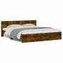 Smoked oak bed frame with headboard and LED lights 200x200cm by , Beds and slatted bases - Ref: Foro24-3207585, Price: 186,16...