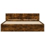 Smoked oak bed frame with headboard and LED lights 200x200cm by , Beds and slatted bases - Ref: Foro24-3207585, Price: 188,93...