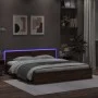 Oak brown headboard bed frame and LED lights 200x200 cm by , Beds and slatted bases - Ref: Foro24-3207587, Price: 216,29 €, D...