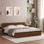 Oak brown headboard bed frame and LED lights 200x200 cm by , Beds and slatted bases - Ref: Foro24-3207587, Price: 216,29 €, D...