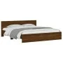 Oak brown headboard bed frame and LED lights 200x200 cm by , Beds and slatted bases - Ref: Foro24-3207587, Price: 216,29 €, D...