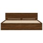 Estructura de cama cabecero y luces LED marrón roble 200x200 cm de , Camas y somieres - Ref: Foro24-3207587, Precio: 219,97 €...