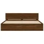 Oak brown headboard bed frame and LED lights 200x200 cm by , Beds and slatted bases - Ref: Foro24-3207587, Price: 216,29 €, D...