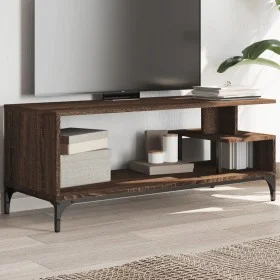 Mueble de TV madera de ingeniería y acero marrón 102x40x41 cm de , Muebles TV - Ref: Foro24-842415, Precio: 52,44 €, Descuent...