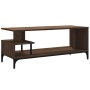 Mueble de TV madera de ingeniería y acero marrón 102x40x41 cm