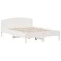 Bed frame with white pine wood headboard 120x200 cm by , Beds and slatted bases - Ref: Foro24-842599, Price: 128,59 €, Discou...