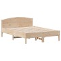 Bed frame with solid pine wood headboard 140x190 cm by , Beds and slatted bases - Ref: Foro24-842602, Price: 158,23 €, Discou...