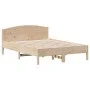 Bed frame with solid pine wood headboard 140x190 cm by , Beds and slatted bases - Ref: Foro24-842602, Price: 150,27 €, Discou...