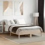 Bed frame with solid pine wood headboard 140x190 cm by , Beds and slatted bases - Ref: Foro24-842602, Price: 150,27 €, Discou...