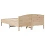 Bed frame with solid pine wood headboard 140x190 cm by , Beds and slatted bases - Ref: Foro24-842602, Price: 150,27 €, Discou...