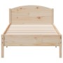 Bed frame with solid pine wood headboard 100x200 cm by , Beds and slatted bases - Ref: Foro24-842614, Price: 115,03 €, Discou...