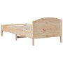 Bed frame with solid pine wood headboard 100x200 cm by , Beds and slatted bases - Ref: Foro24-842614, Price: 115,03 €, Discou...
