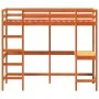 Loft bed with solid pine wood desk in brown 80x200 cm by , Beds and slatted bases - Ref: Foro24-842857, Price: 208,68 €, Disc...