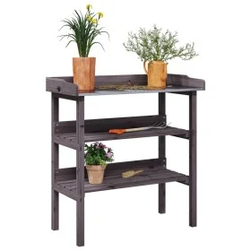 Plant table with shelves gray fir wood 78x38x82.5 cm by , Pot stands - Ref: Foro24-156354, Price: 91,63 €, Discount: %
