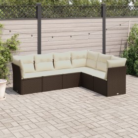 6-teilige Gartensofagarnitur und braune synthetische Rattankissen von , Gartensets - Ref: Foro24-3217683, Preis: 404,50 €, Ra...