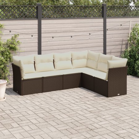 Set sofás de jardín 6 piezas y cojines ratán sintético marrón de , Conjuntos de jardín - Ref: Foro24-3217683, Precio: 404,58 €