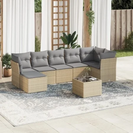 Gartensofa-Set mit beigen Kissen 8 Stück PE-Rattan von , Gartensets - Ref: Foro24-3217979, Preis: 466,65 €, Rabatt: %