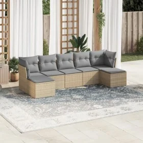 7-piece garden sofa set and beige synthetic rattan cushions by , Garden sets - Ref: Foro24-3218029, Price: 405,48 €, Discount: %