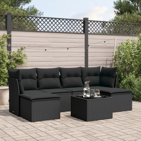 7-piece garden dining set and black synthetic rattan cushions by , Garden sets - Ref: Foro24-3218015, Price: 382,18 €, Discou...
