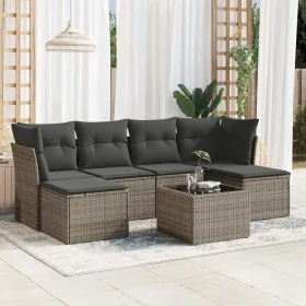 7-piece garden sofa set with gray PE rattan cushions by , Garden sets - Ref: Foro24-3218020, Price: 366,32 €, Discount: %
