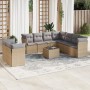 Garden sofa set with beige cushions 10 pieces synthetic rattan by , Garden sets - Ref: Foro24-3217849, Price: 599,17 €, Disco...