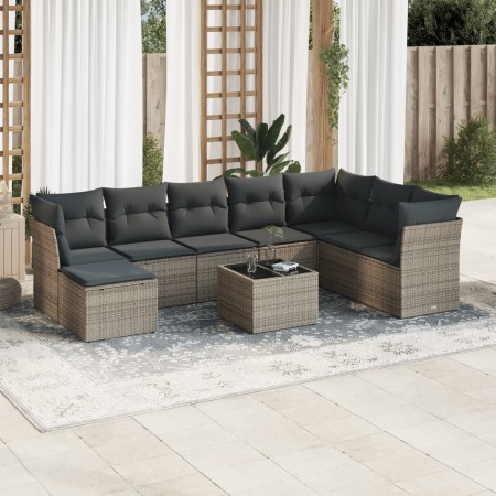 9-teiliges Gartenmöbel-Set und graue synthetische Rattankissen von , Gartensets - Ref: Foro24-3218060, Preis: 506,05 €, Rabat...