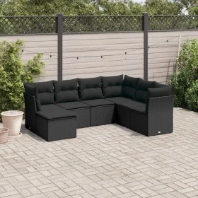 7-piece garden dining set and black synthetic rattan cushions by , Garden sets - Ref: Foro24-3217985, Price: 446,13 €, Discou...