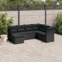 7-teiliges Garten-Essset und schwarze Kissen aus synthetischem Rattan von , Gartensets - Ref: Foro24-3217985, Preis: 434,24 €...
