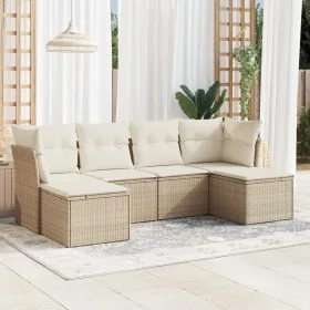 Gartensofa-Set mit Kissen, 6-teilig, beiges synthetisches Rattan von , Gartensets - Ref: Foro24-3218008, Preis: 365,37 €, Rab...