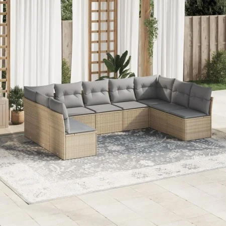 9-teiliges Gartensofa-Set mit beigen synthetischen Rattankissen von , Gartensets - Ref: Foro24-3218069, Preis: 526,30 €, Raba...