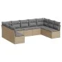 9-teiliges Gartensofa-Set mit beigen synthetischen Rattankissen von , Gartensets - Ref: Foro24-3218069, Preis: 526,30 €, Raba...