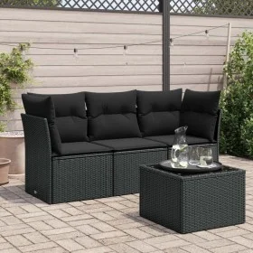 4-teilige Gartensofagarnitur mit schwarzen synthetischen Rattankissen von , Gartensets - Ref: Foro24-3217215, Preis: 253,94 €...