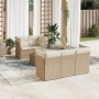 Garden sofa set with cushions 6 pieces beige synthetic rattan by , Garden sets - Ref: Foro24-3217248, Price: 418,54 €, Discou...